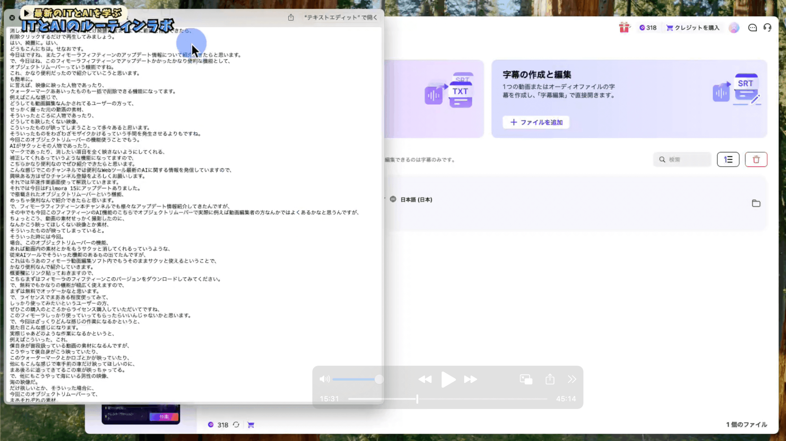 文字起こし変換の実行
