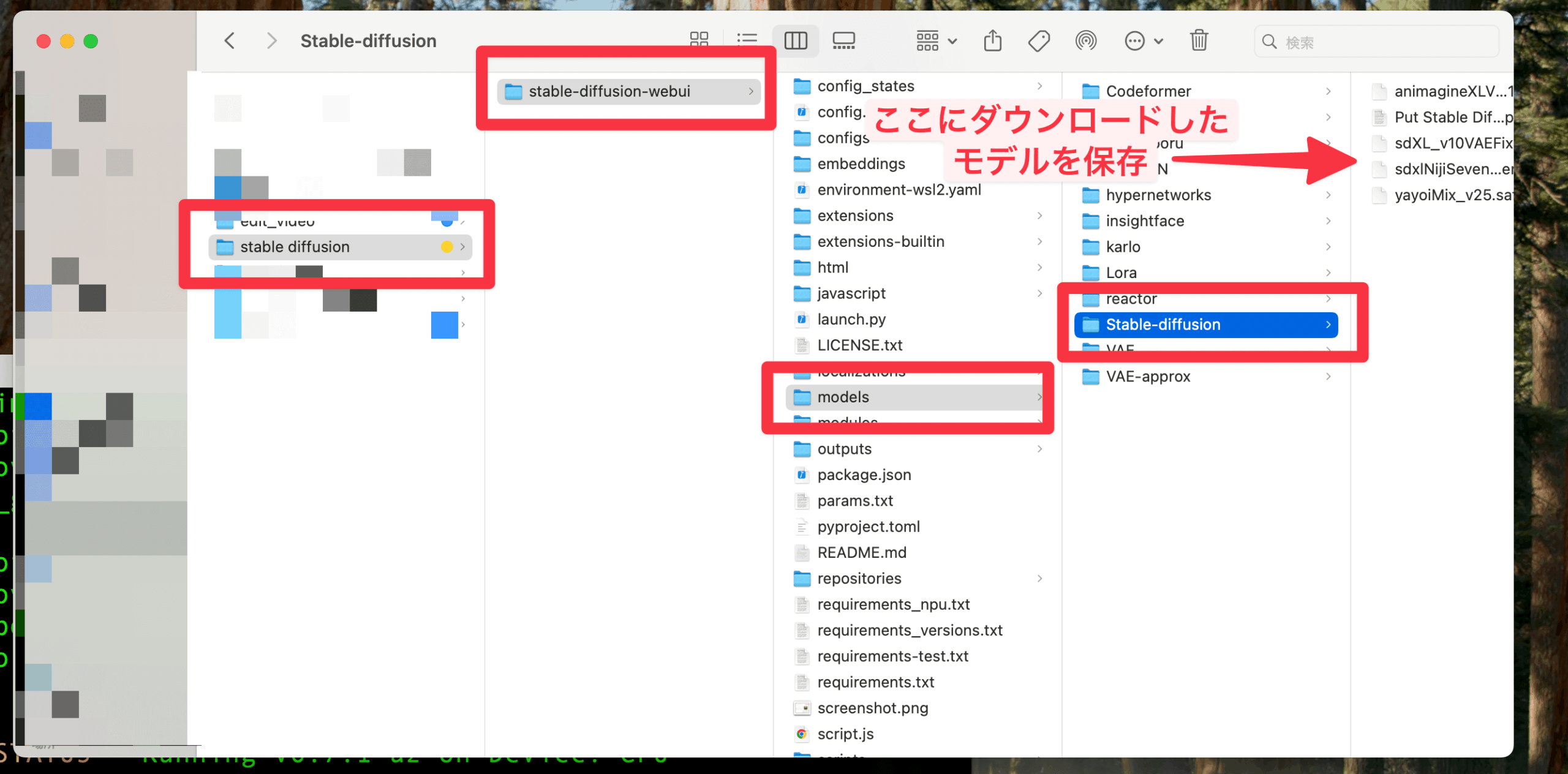 モデルファイル配置先フォルダ