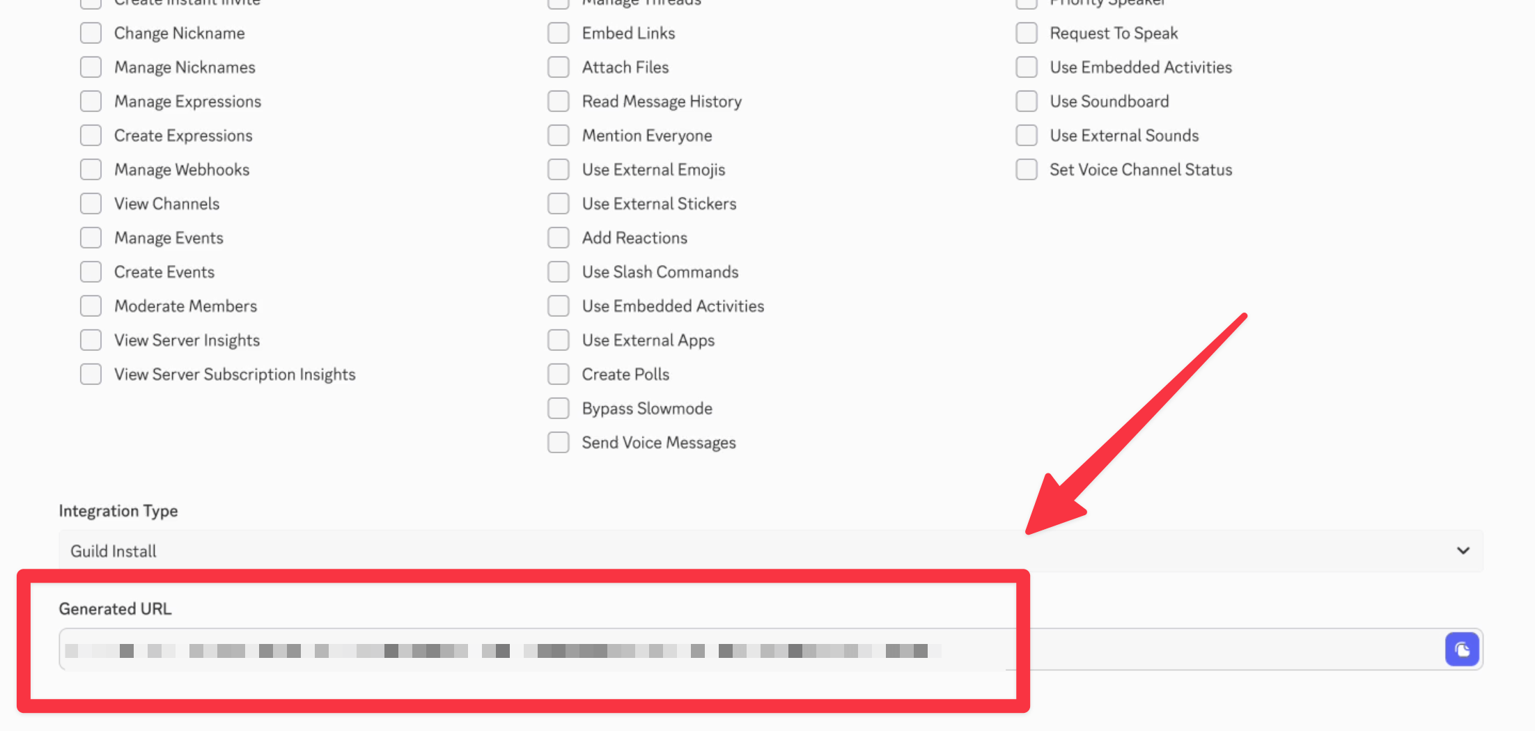 OAuth2 URL Generator画面