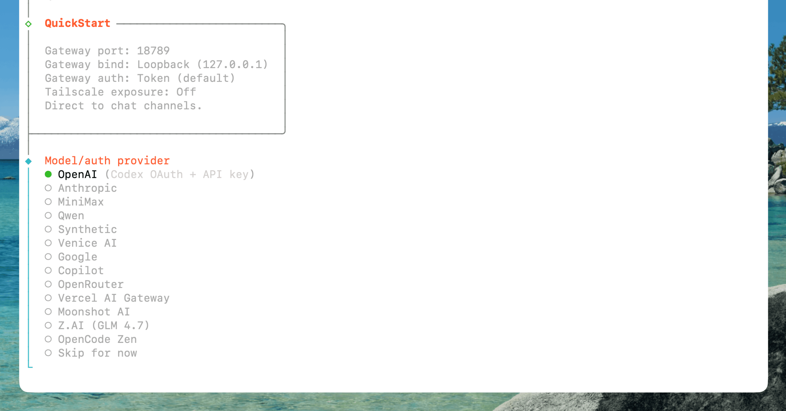 ClawdBotバージョン確認画面