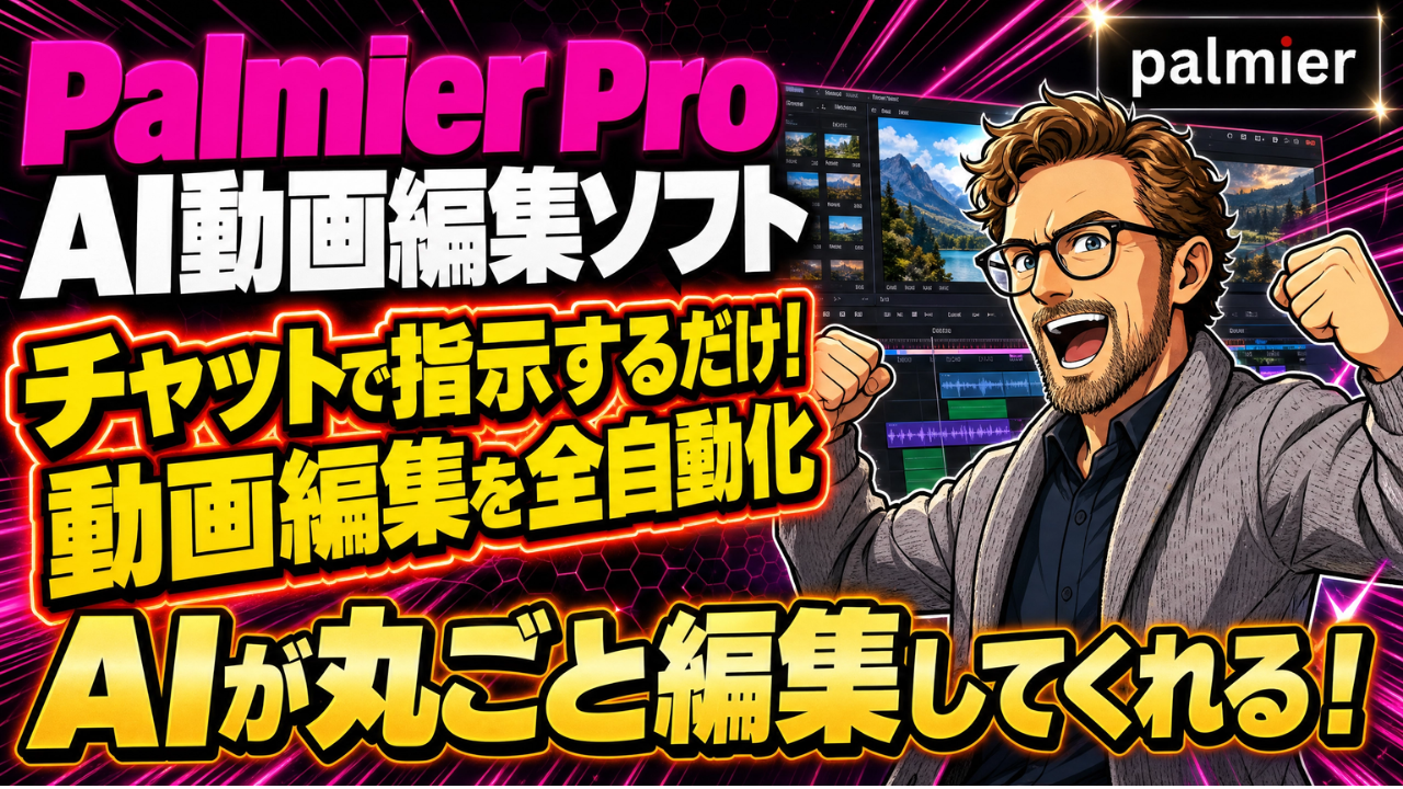 Palmier ProでAI動画編集を全自動化できることを伝えるアイキャッチ