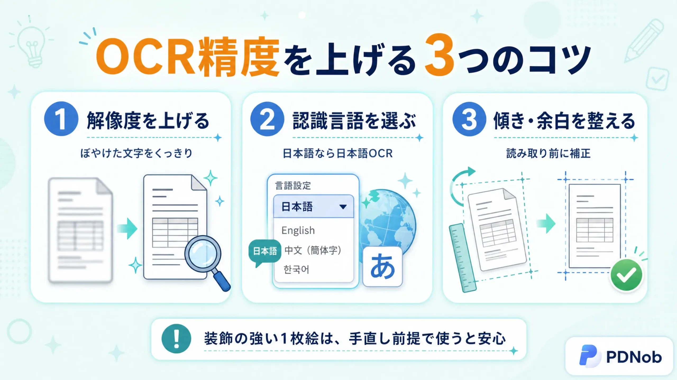 OCRの精度を上げる3つのコツ(解像度・認識言語・傾きと余白)