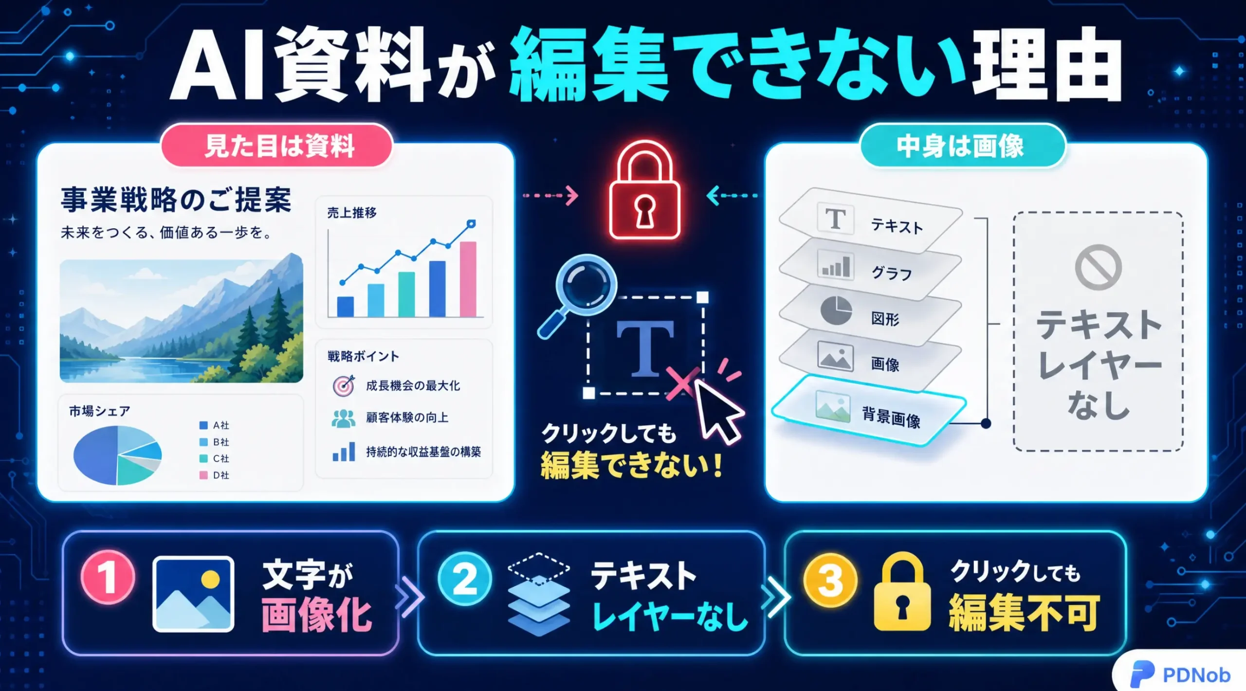 生成AIで作った資料が編集できない理由(見た目は資料・中身は画像)