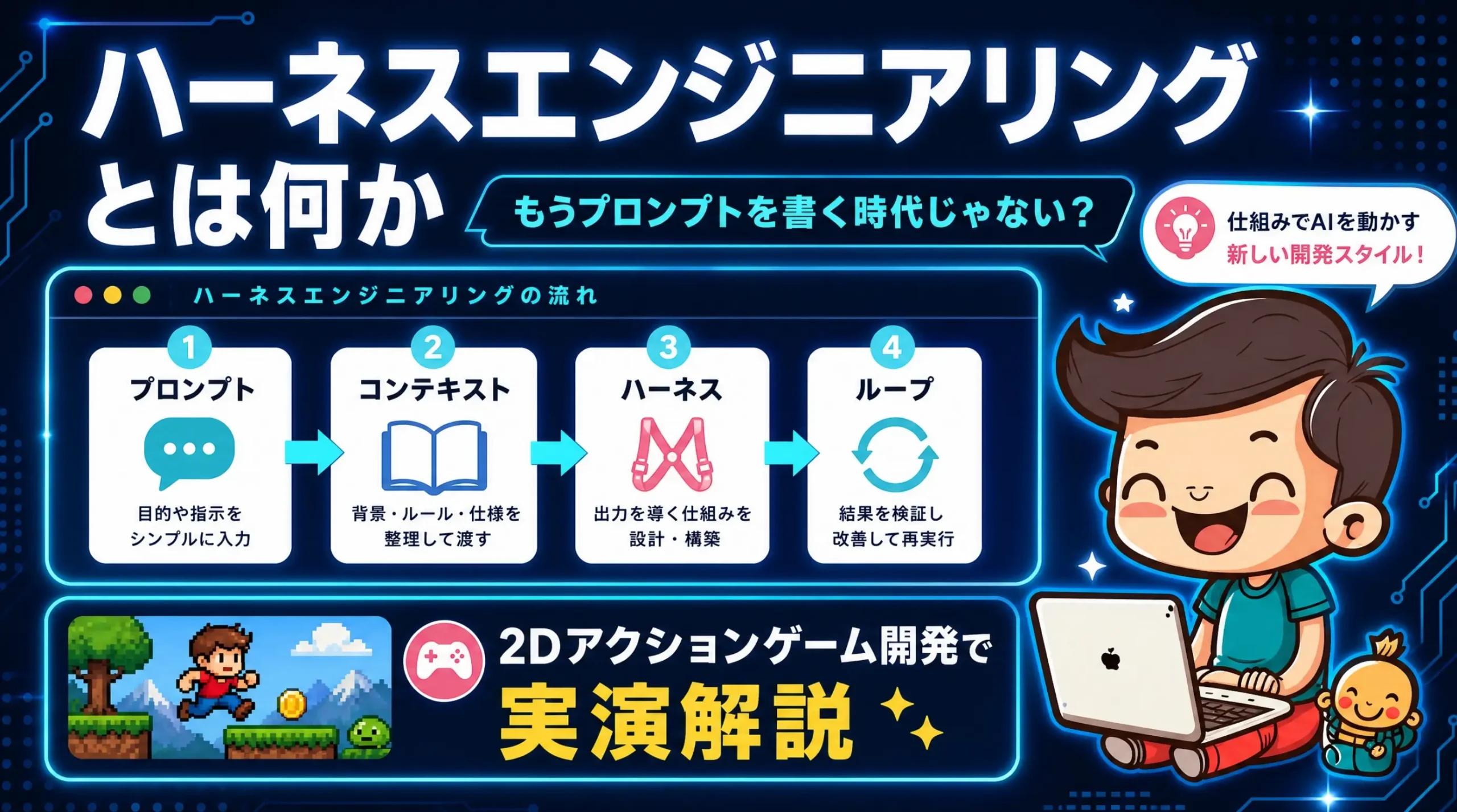ハーネスエンジニアリングを2Dゲーム開発で実演解説する導入スライド