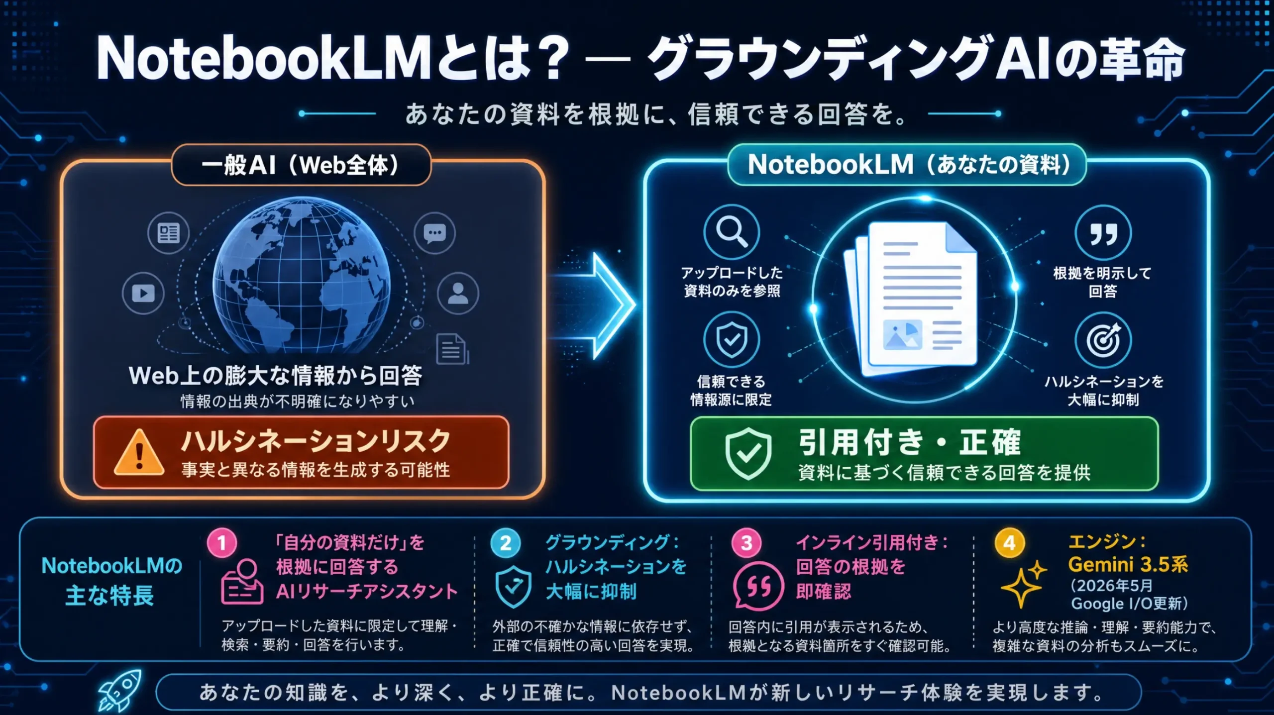 NotebookLMが出典つきで回答を返す様子