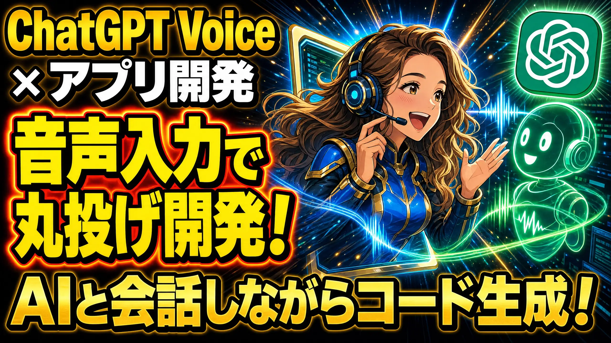 ChatGPTボイスとCodexで声からアプリを開発する様子を表したイメージ