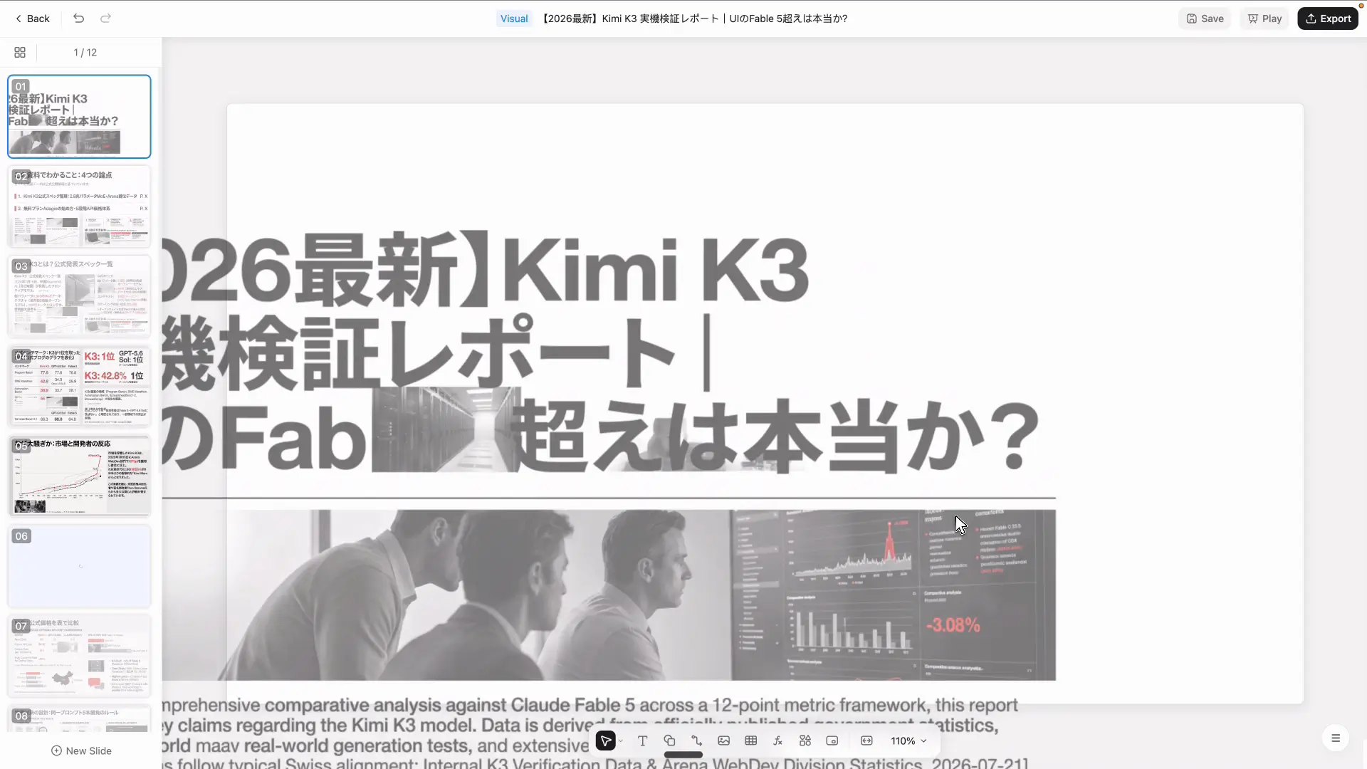 Kimi K3が生成したスライド資料の画面