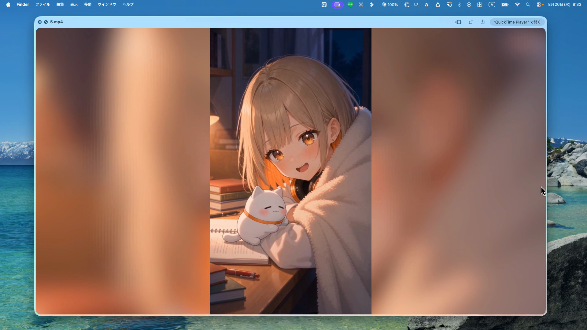 生成されたアニメ動画で女の子が猫型ロボットと話すカット