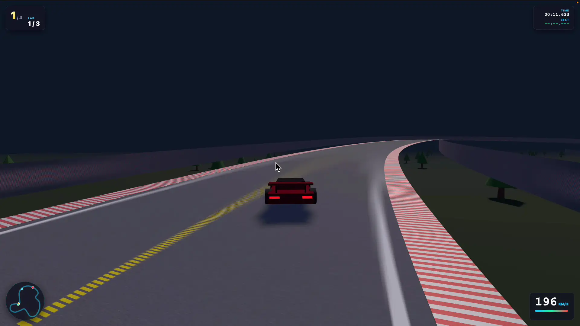 Gemini 3.7 Flashが生成した3Dレーシングゲームの走行画面