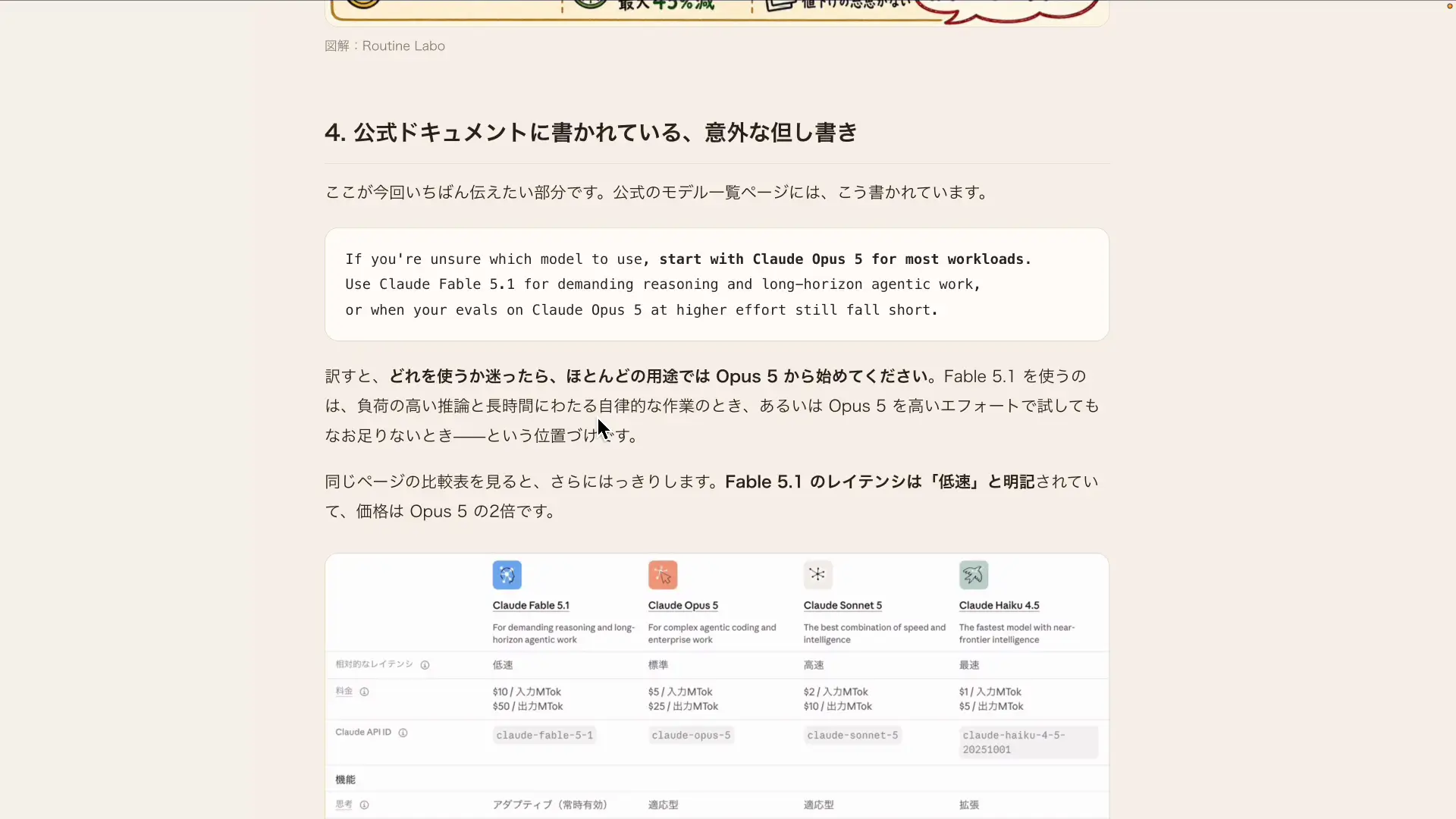 公式ドキュメントのモデル比較ページとOpus 5の案内
