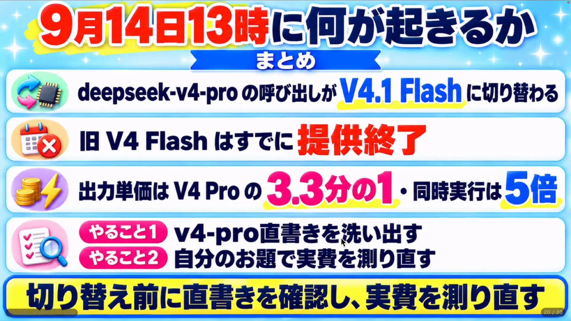 V4 ProがV4.1 Flashへ切り替わることを伝える公式の案内画面