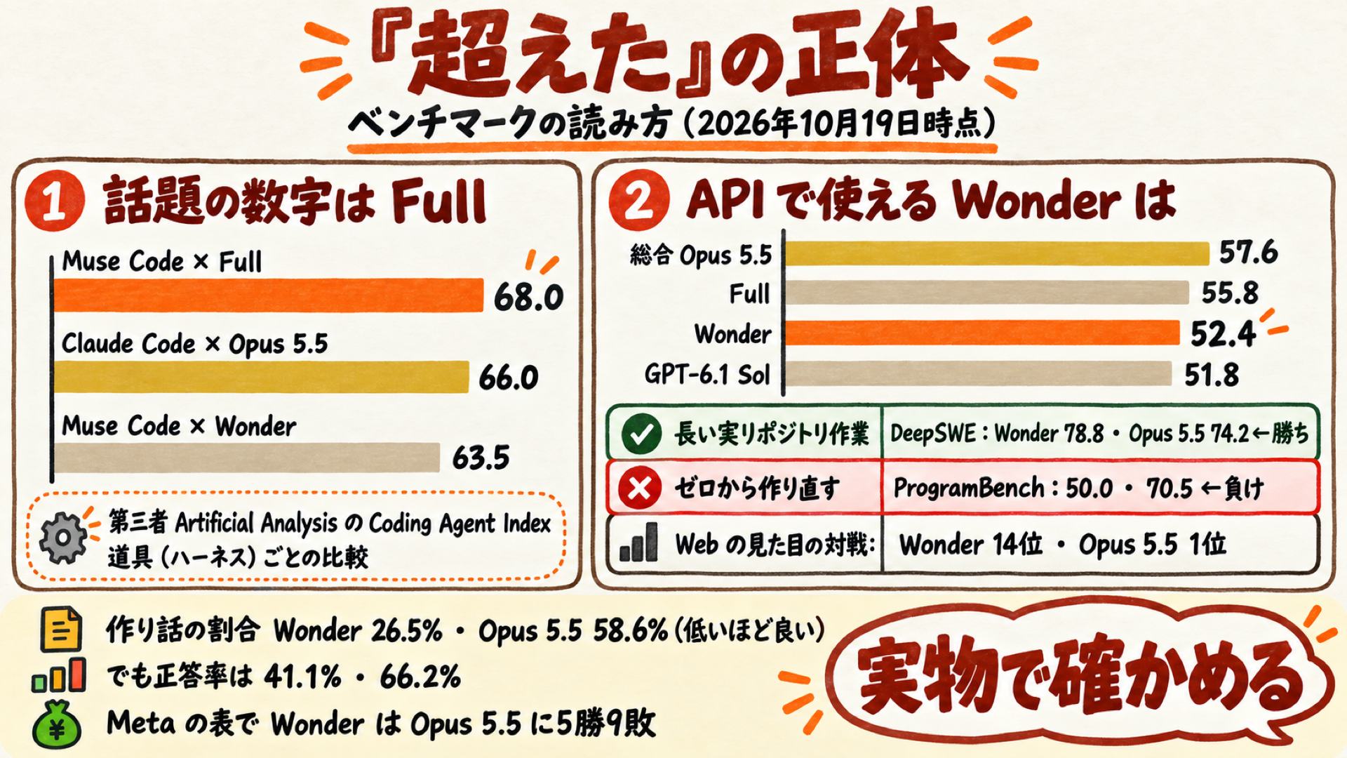 「Opus 5.5を超えた」の正体をまとめた図(話題の数字は上位版Fullの点数)