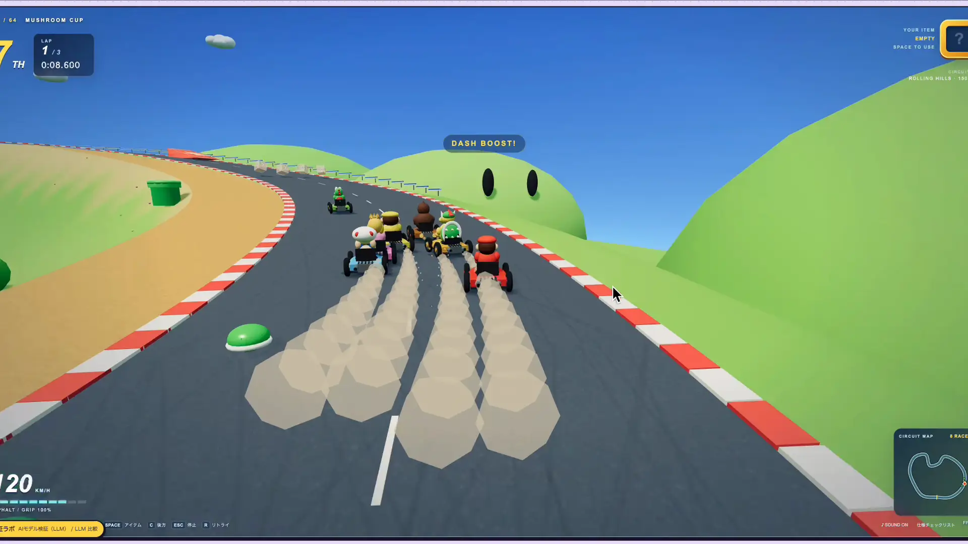 GPT-6.1 Solが作った3Dレースゲームでカートがコースを走る画面