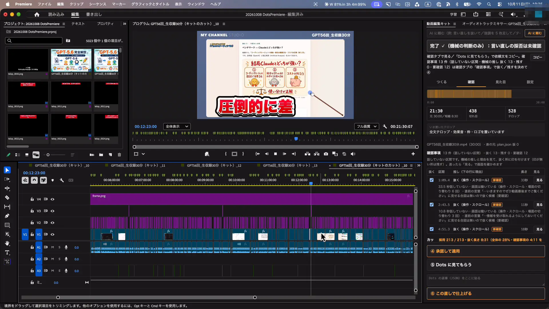 強調したい言葉に別デザインの強調テロップが入ったプレビュー